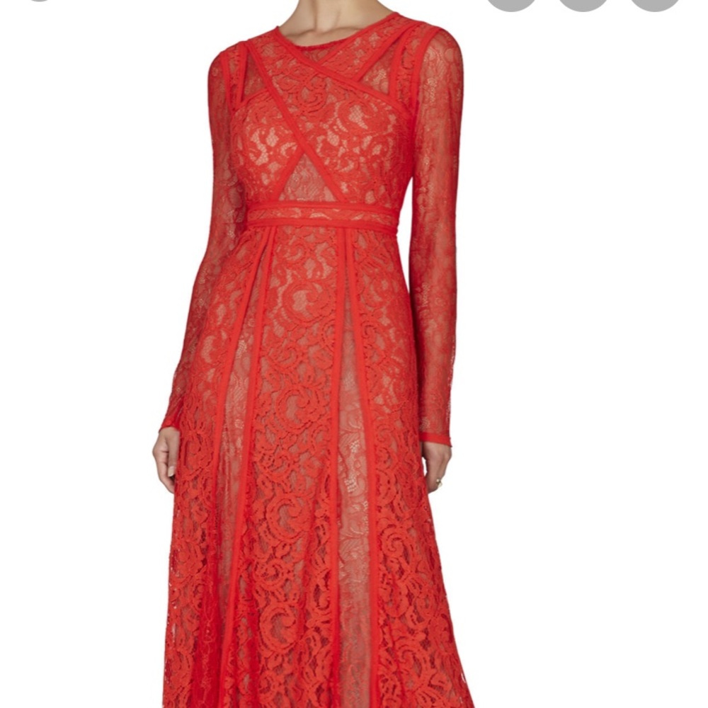 Cherry red BCBG Maxazria Lace evening dress